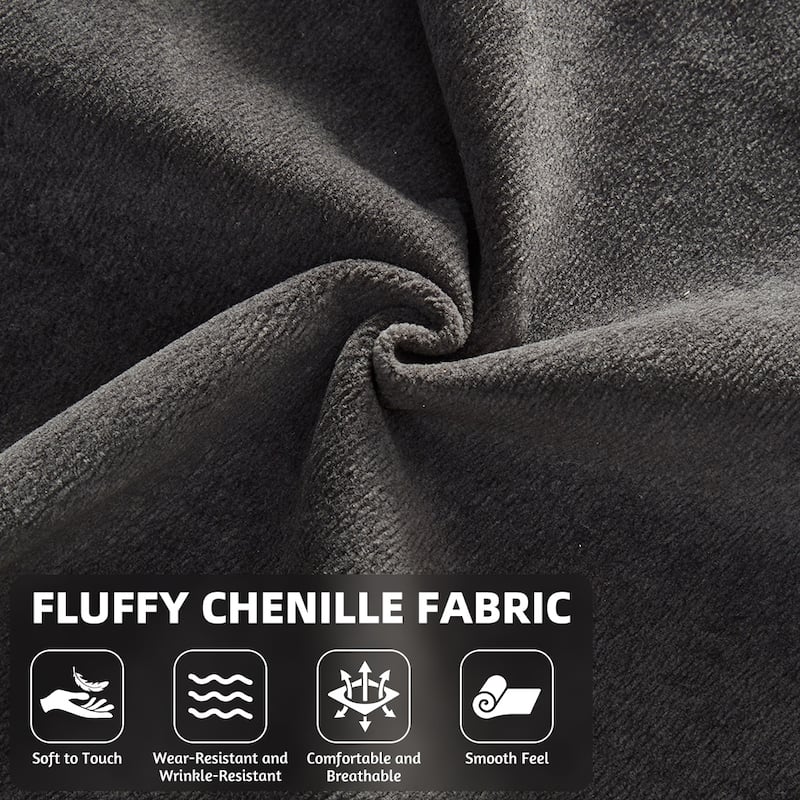 86.6" Convertible Loveseat Sofa Bed with Removable Backrests, Chenille Fabric Sleeper Sofa, Chaise Lounge, Floor Folding Couch