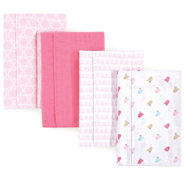 slide 1 of 1, Luvable Friends Baby Girl Cotton Flannel Burp Cloths 4pk, Birdies, One Size - Birdies - One Size One Size - Birdies