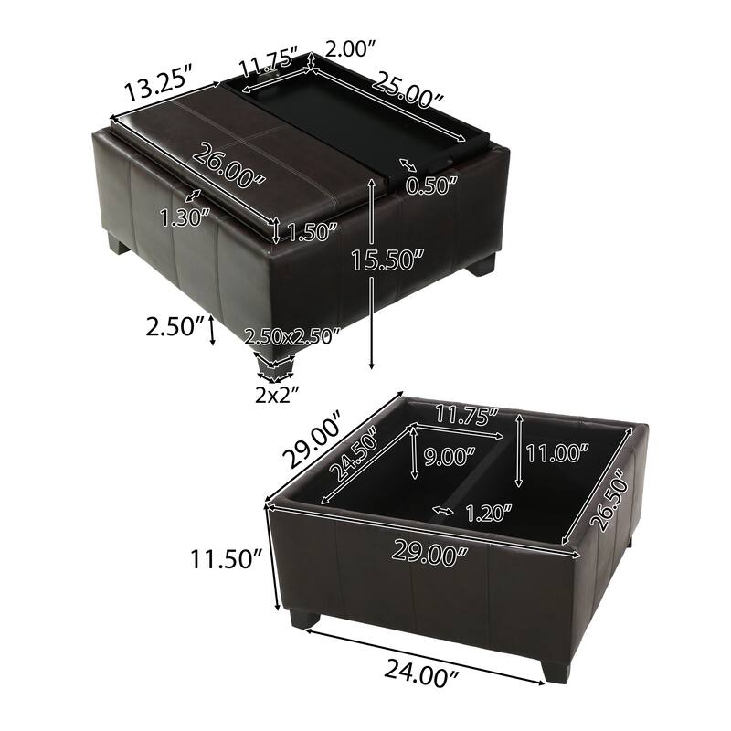Mansfield Tray-top Storage Ottoman by Christopher Knight Home