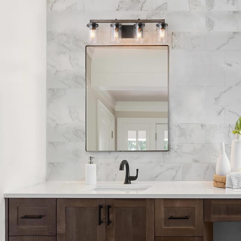 Fora Modern Farmhouse 3/4-Light Bathroom Vanity Lights Glass Wall Sconces
