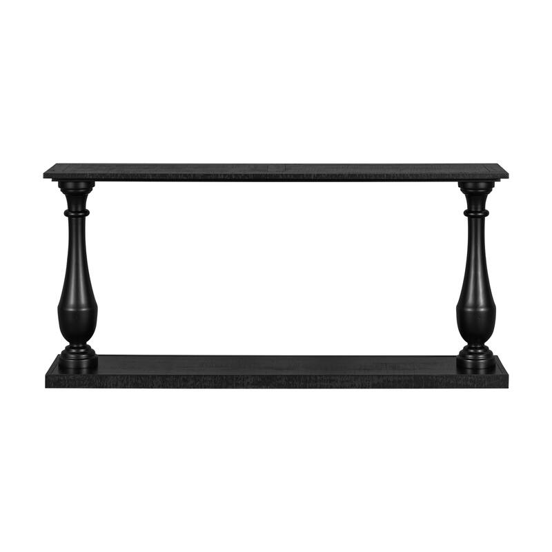 U_STYLE Vintage Sofa Table Console Table with Luxurious Pine Veneer and Elegance Vase-Leg Design