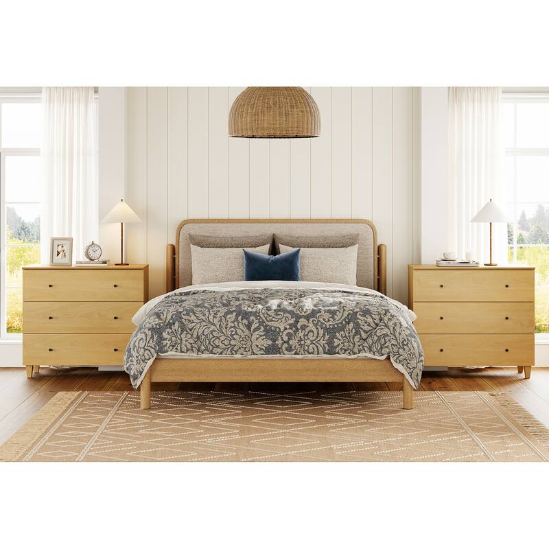 WAMPAT 3 Drawer Nightstand for Bedroom, 35 Inches Wide