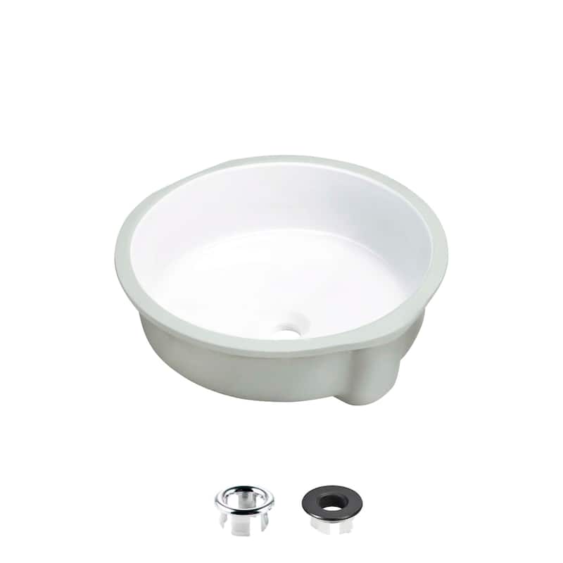 STYLISH 16 inches Round Undermount Ceramic Bathroom Sink with 2 Overflow Finishes - 16" x 16" x 7"