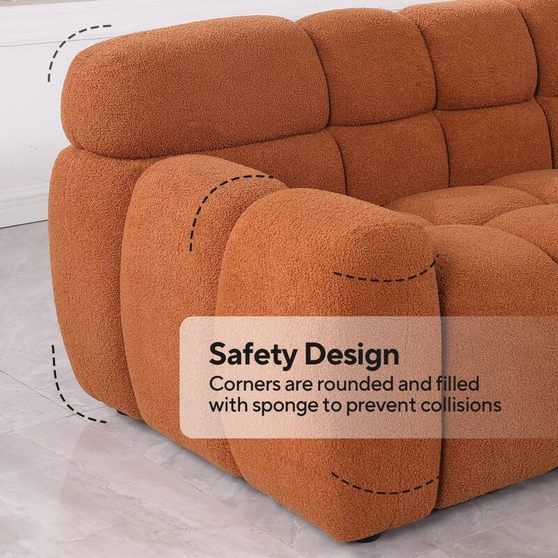 3 Seat Boucle Sofa with Two Pillows