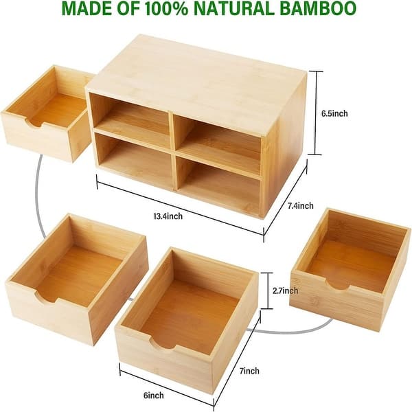 Bamboo Desk Organizer with 4 Drawers Makeup - Bed Bath & Beyond - 39310866