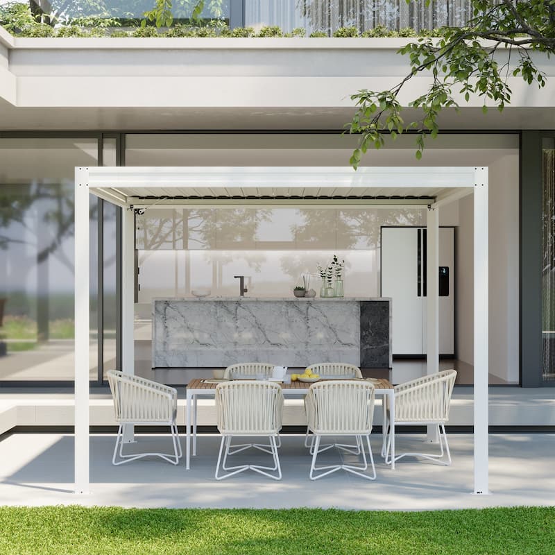 10 x 10 ft Aluminum Louvered Pergola with Adjustable Roof