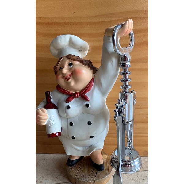Shop Winking Fat Lady Italian Chef Wine Bottle Cork Opener Funny Handmade Novelty Figurine 7 5 Tall Overstock 23159097