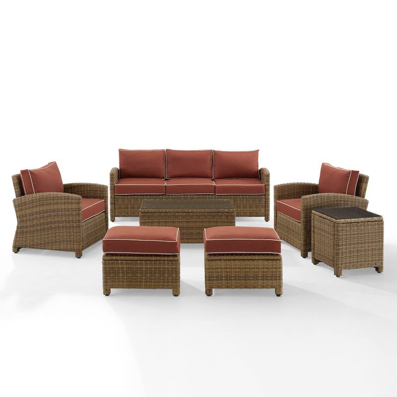 Crosley Bradenton 7Pc Outdoor Wicker Sofa Set - 151 "W x 163 "D x 32.5 "H