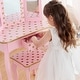 preview thumbnail 4 of 6, Teamson Kids Gisele Vanity Set w/ LED Mirror Light - Pink/Rose Gold - 23.5" x 11.75" x 39.25"