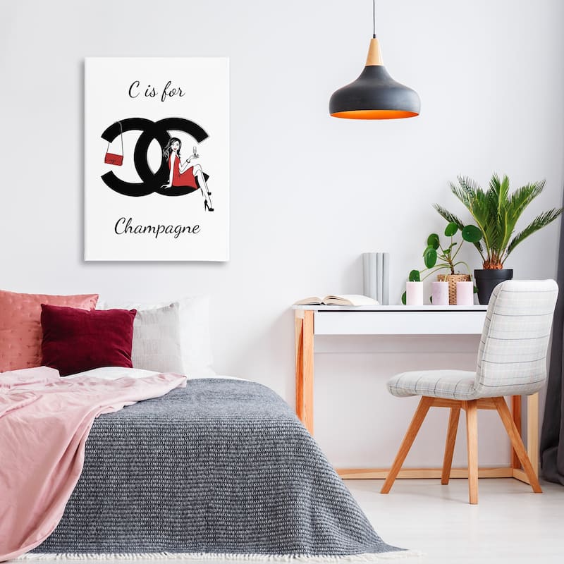 Stupell Glam C Is For Champagne Canvas Wall Art Design By Martina Pavlova