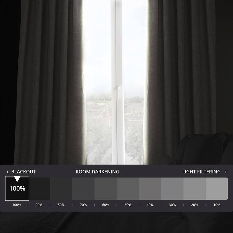Exclusive Fabrics Performance Linen Luxury Blackout Curtains (1 Panel) - Thermal Insulation, Elegant Blackout Drapery