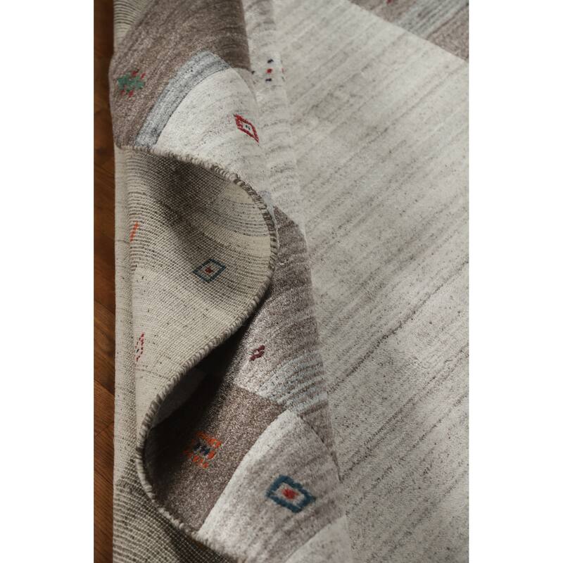 Hand Knotted Oriental 100% Wool Carpet Tribal Tribal Greys & Charcoal Gabbeh Area Rug - 7' 7'' X 5' 5''