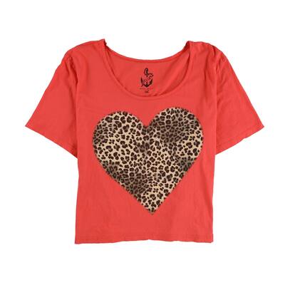 dELiA*s Womens Leapord Heart Graphic T-Shirt,, Red, X-Large