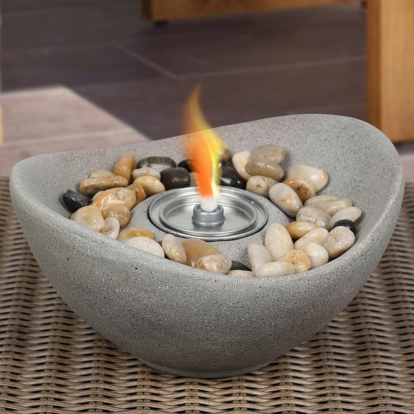 Aoodor Portable Concrete Fire Pit - Indoor/Outdoor Tabletop
