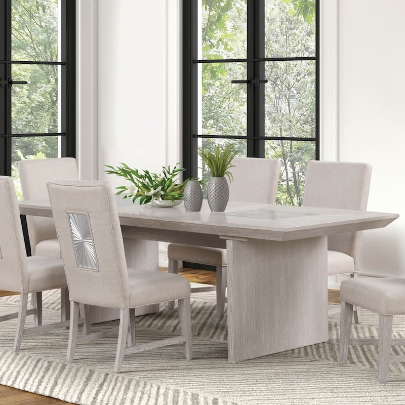 Furniture of America Juniper 5-Piece Light Grey Wood Extendable Dining Set - Light Grey