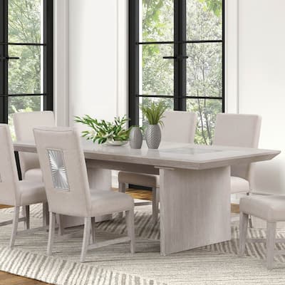 Furniture of America Juniper 5-Piece Light Grey Wood Extendable Dining Set