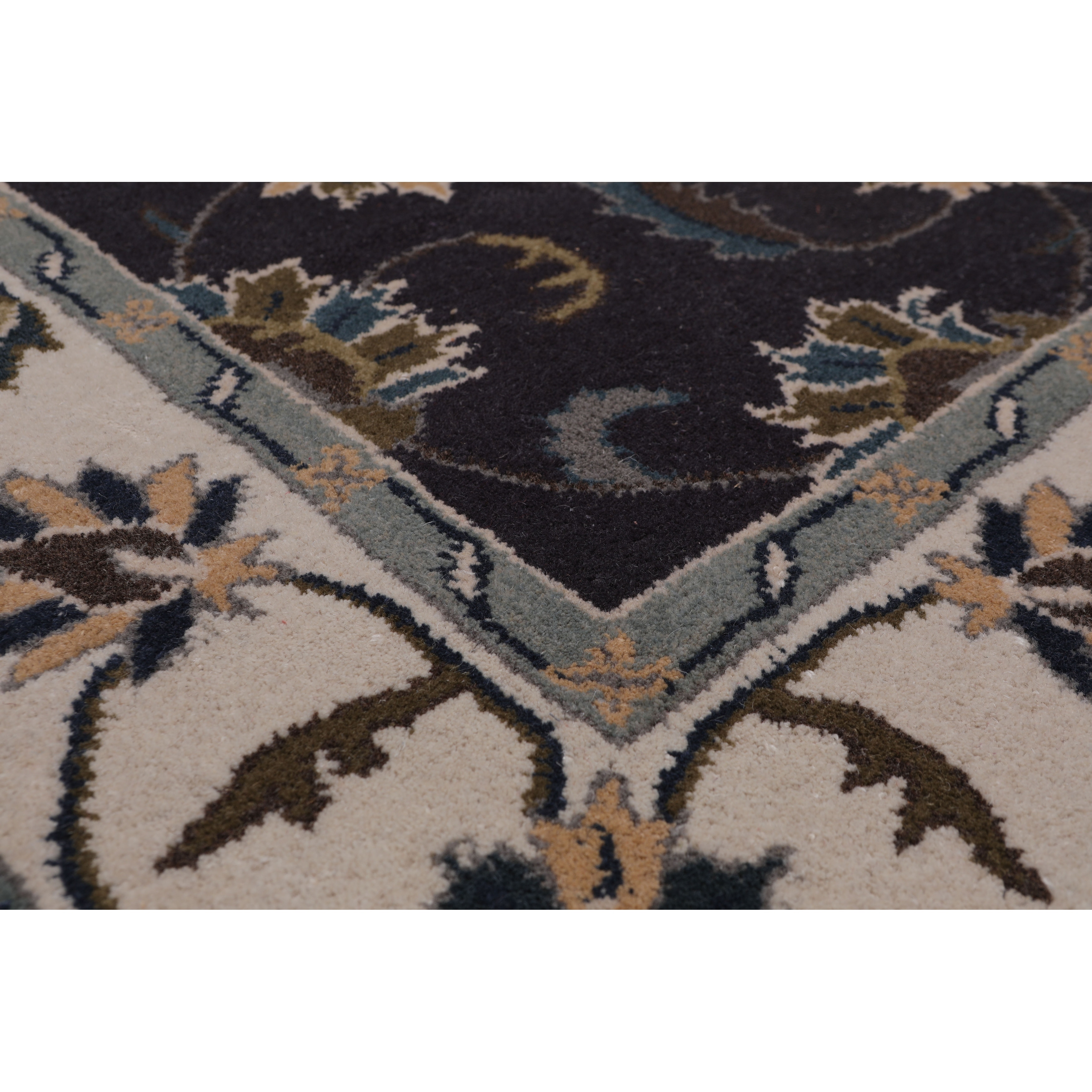 5 X8 Hand Tufted Wool Floral Kashan Oriental Area Rug Charcoal Beige Color 5 X 8 On Sale Overstock 31310731
