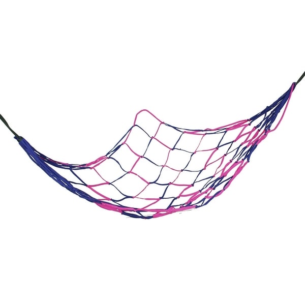 Unique Bargains Unique Bargains 75" x 28" Nylon Mesh Net Sleeping Bed Blue Fuchisa Hammock for Camping