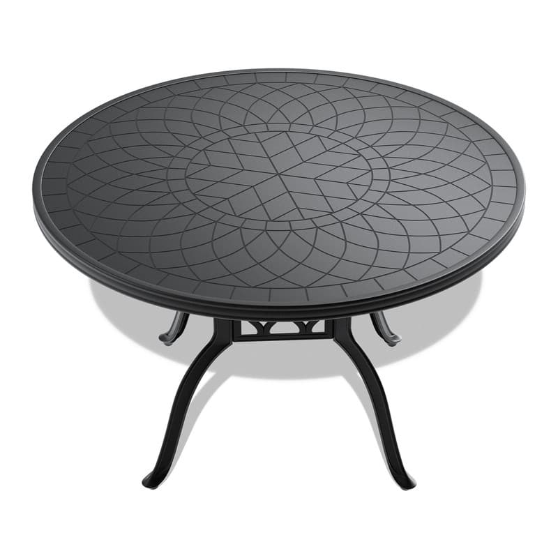 7-Piece Aluminum Round Outdoor Patio Dining Set, 6 Cushioned Swivel Chairs, Table, All-Weather Frames