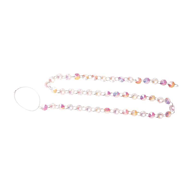 Set of 2 Iridescent Glass Bead Garlands 36” Pink, Blue & Clear Holiday Decoration for Trees - 36” L x 0.25” W x 0.25” H - White, Blue, Pink