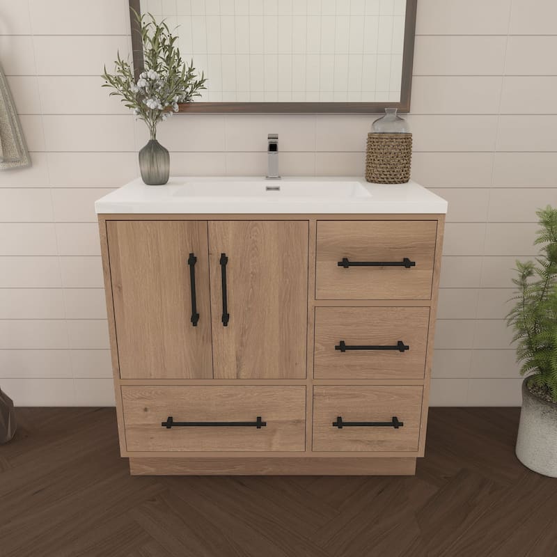 Victoria 36'' R Drawer Freestanding Vanity with Reinforced Acrylic Sink - 35.5
