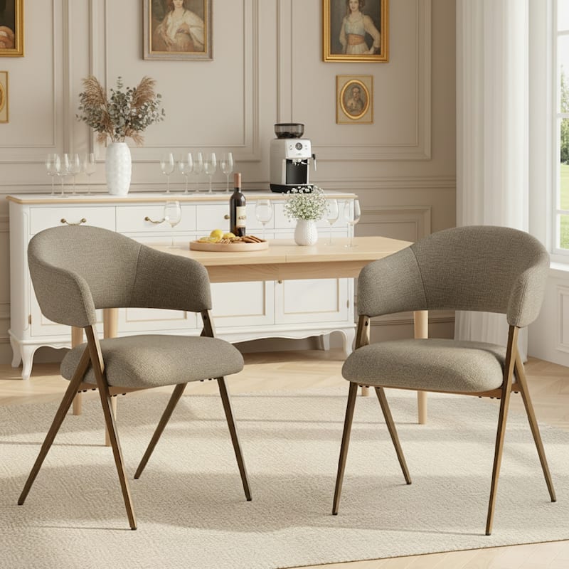 Modern Reclining Dining Chairs, 135° Back & 18.9" Wide Seat with Thick Cushion - Set of 2 - Taupe