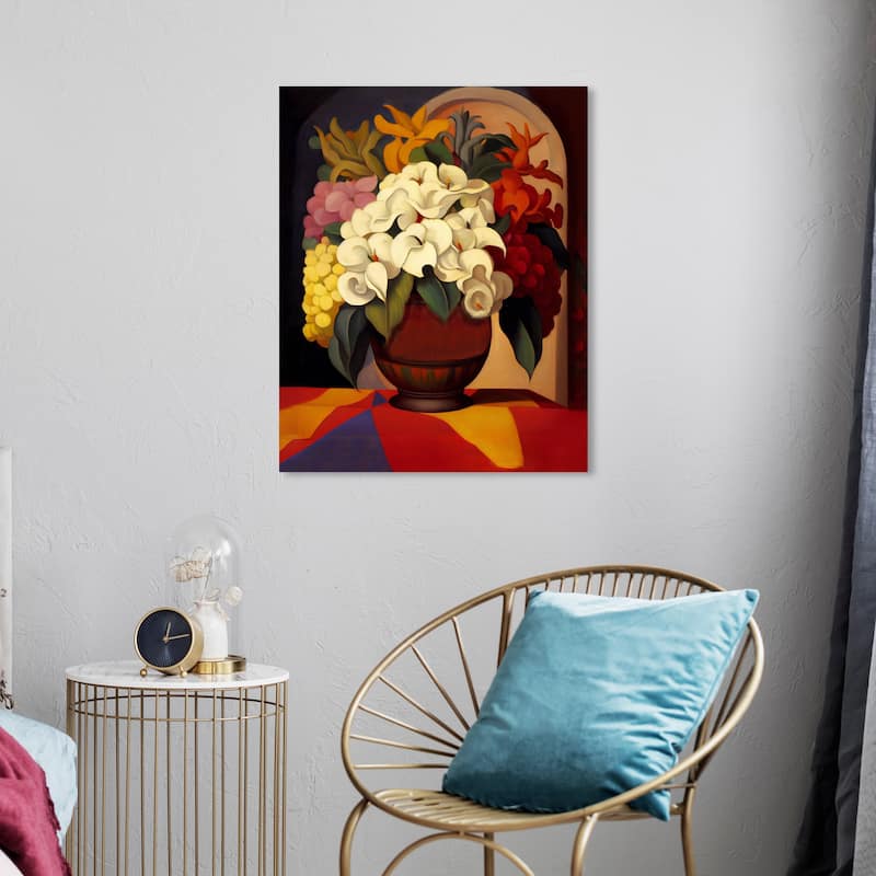 Wynwood Studio Canvas Floral and Botanical Mexican Flower Vase IV Orange and Traditional Wall Art Canvas Print - 20 x 24