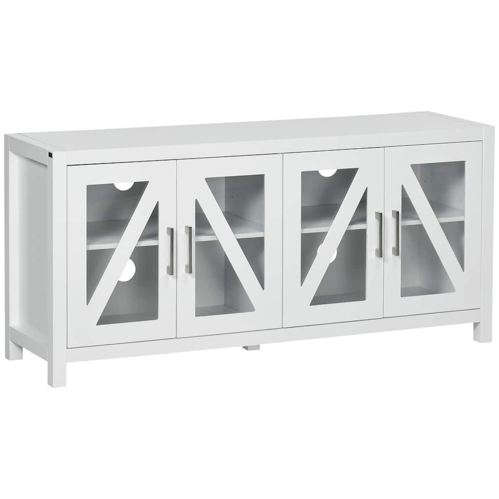 51" TV Stand with Adjustable Shelves & Glass Doors for TVs Up to 58"