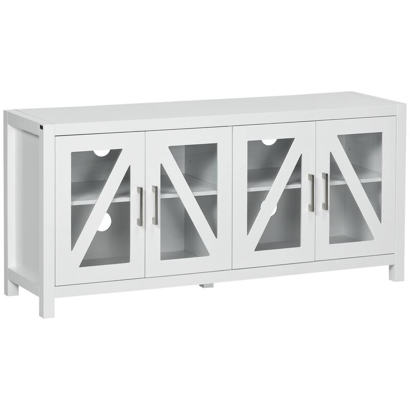 Minimalist TV Stand for TVs up to 58", Entertainment Center with 4 Glass Doors & Adjustable Shelves