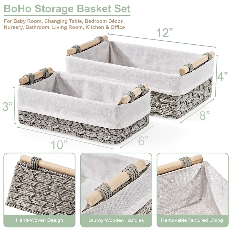 Sorbus Storage Wicker Baskets -Set of 2 - 12 x 8 x 4 in