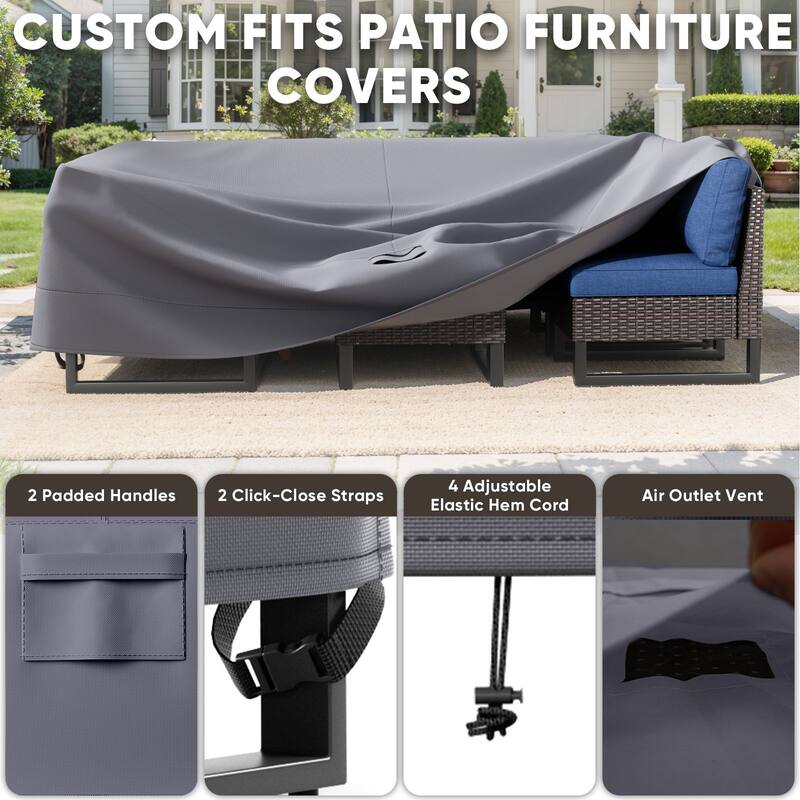 Heavy Duty Patio Sofa Cover, Waterproof 3-Seater Outdoor Sofa Cover