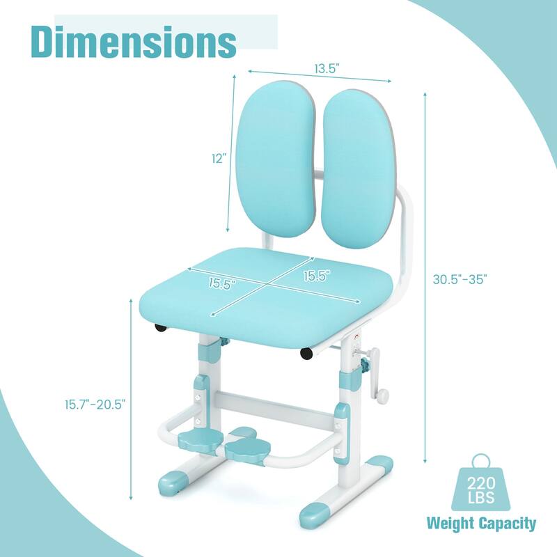 Costway Height-Adjustable Kids Desk Chair with Double Back Support & - See Details
