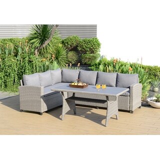 Amazonia Creme Outdoor 3 Piece Deep Patio Dining Set - 3pc