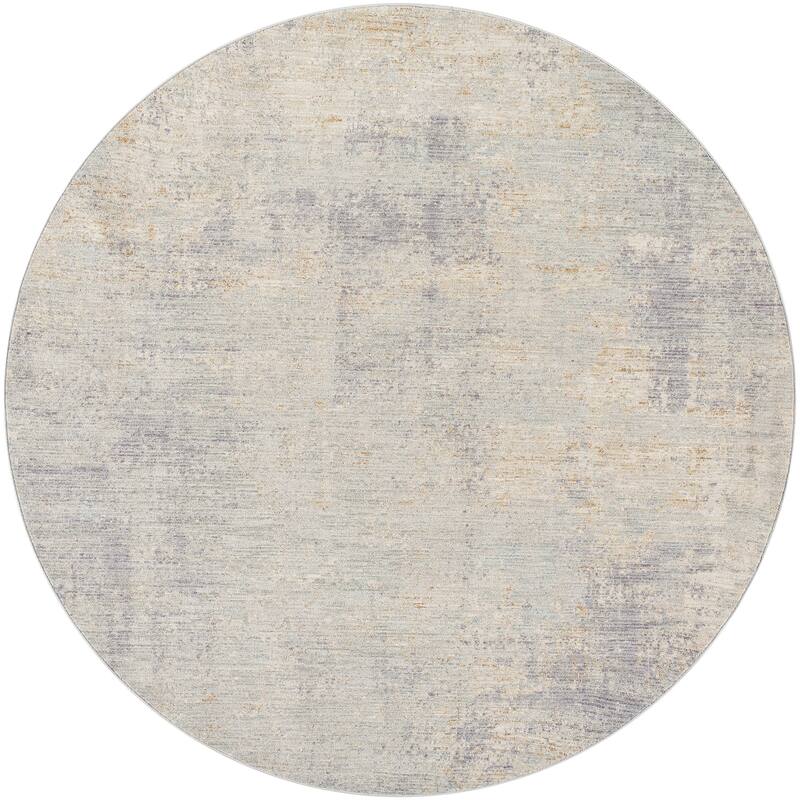 Livabliss Industrial Avant Garde Abstract Area Rug - 6'7" x 6'7" Round - Grey/Brown