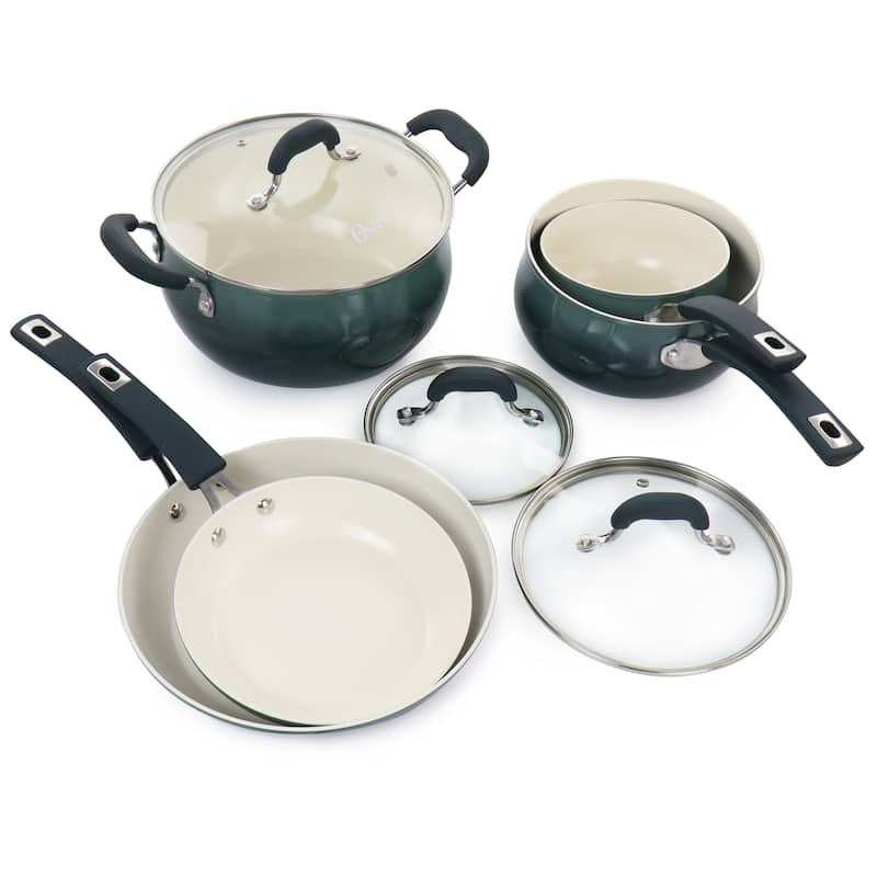 Oster Corbett 8 Piece Nonstick Aluminum Cookware Set in Blue