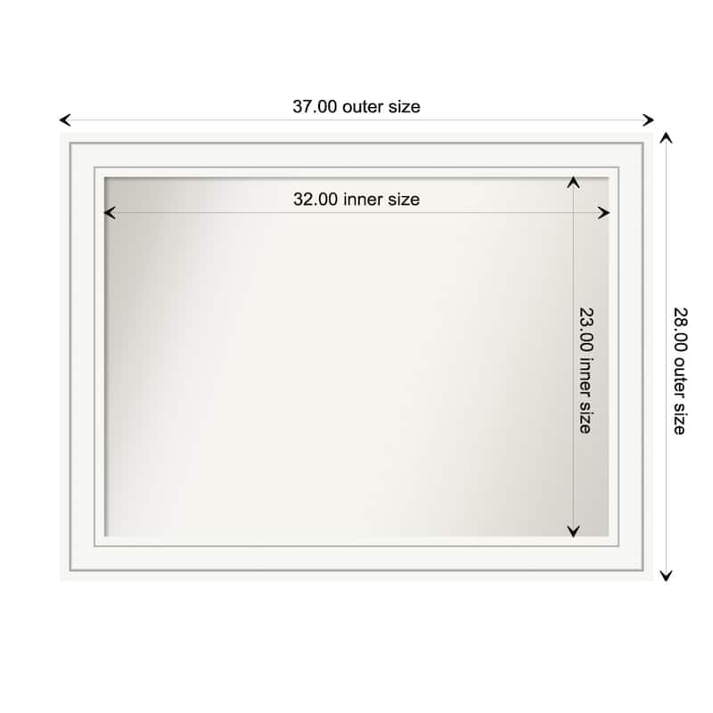 Craftsman White Framed Non-Beveled Custom Wall Mirror, Bathroom Vanity Mirror - Outer Size: 37 x 28
