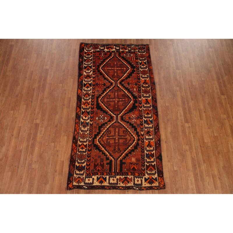 Hand Knotted Oriental 100% Wool Carpet Traditional Tribal Oranges & Rust Lori Area Rug - 8' 2'' X 4' 3''