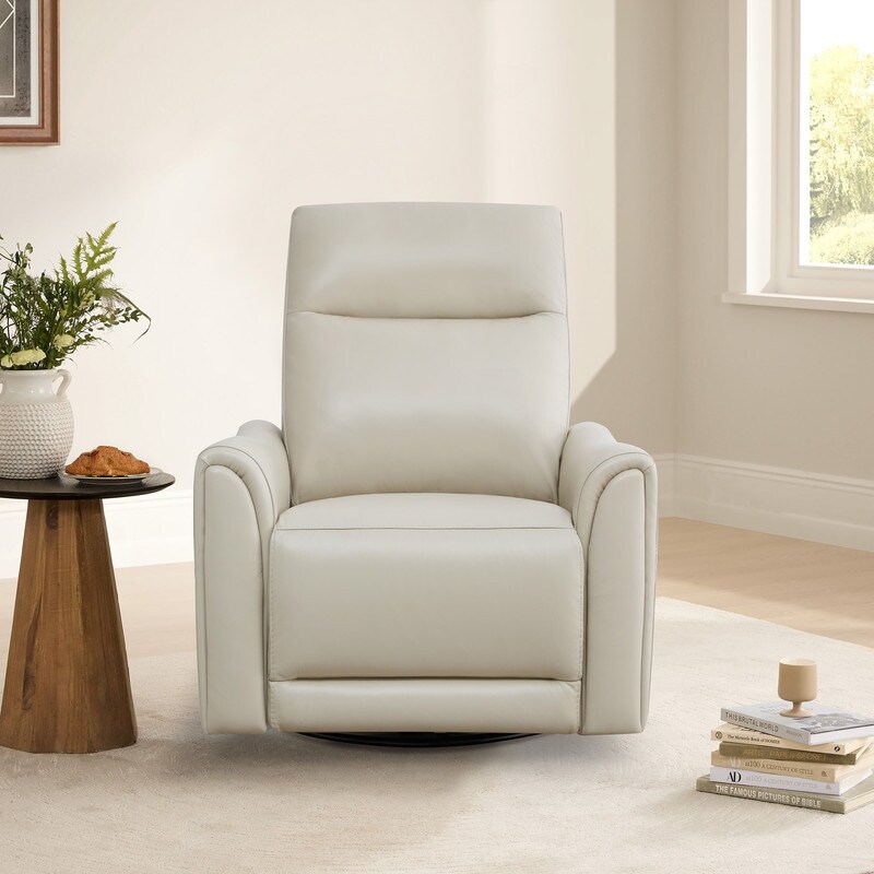 Spruce & Spring Farley Power Swivel Genuine Leather Recliner Chair