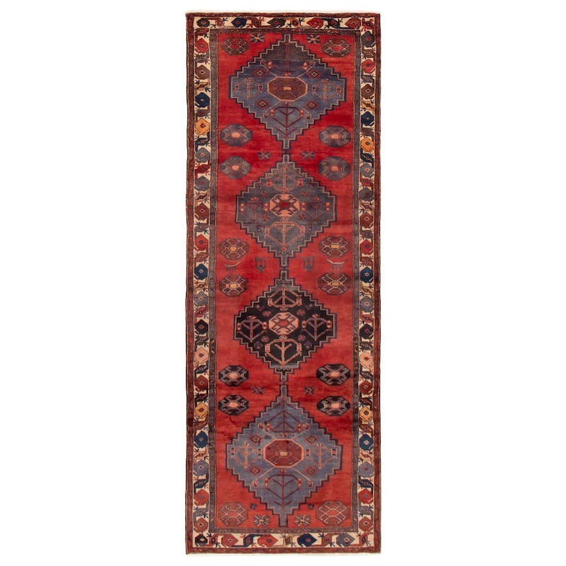 ECARPETGALLERY Hand-knotted Anadol Red Wool Rug - 3'7 x 9'11 - Dark Red - 3'7 x 9'11