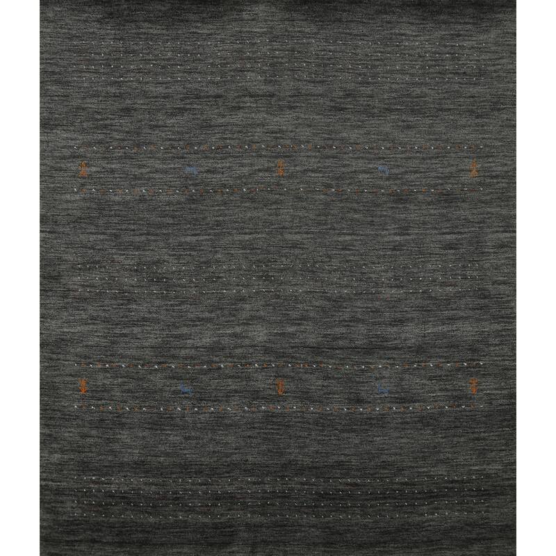 Gabbeh Indian Square Area Rug Hand-Knotted Wool Carpet - 6'7" x 6'9"