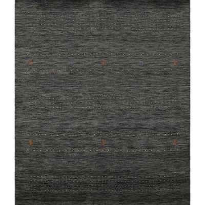 Gabbeh Indian Square Area Rug Hand-Knotted Wool Carpet - 6'7" x 6'9"