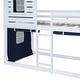 preview thumbnail 12 of 11, Twin Size Solid Pine Wood Bunk Bed with Roll-Away Tent, House Bed Frame with Windows & Roof for Kids Girls Boys