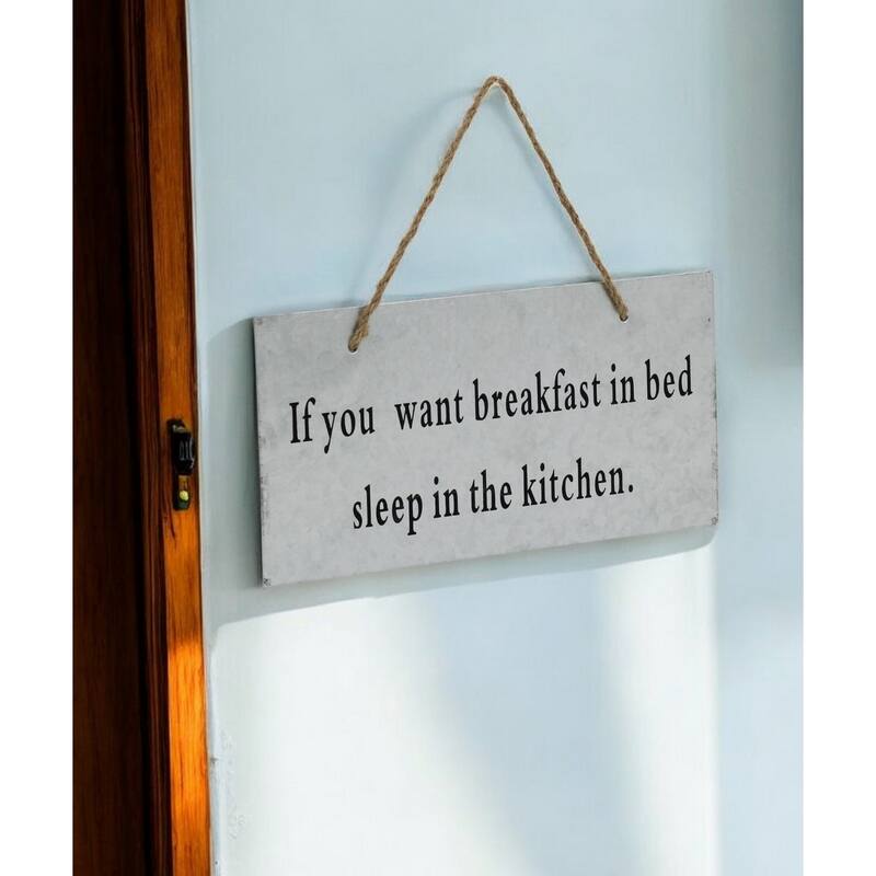 HomeRoots 6" X 12" Gray Handcrafted Breakfast In Bed Galvanized Metal Wall Decor - Gray - 11.75 in. x 6 in.  x 0.25 in.