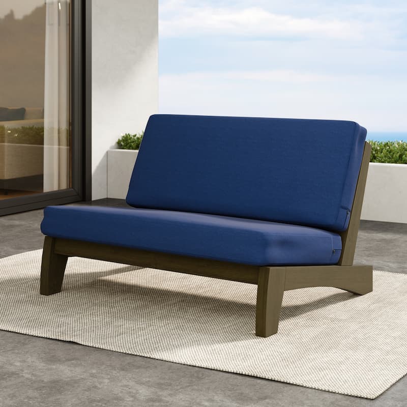Outdoor Furniture Teak Wood Armless Loveseat Sofa With Cushion