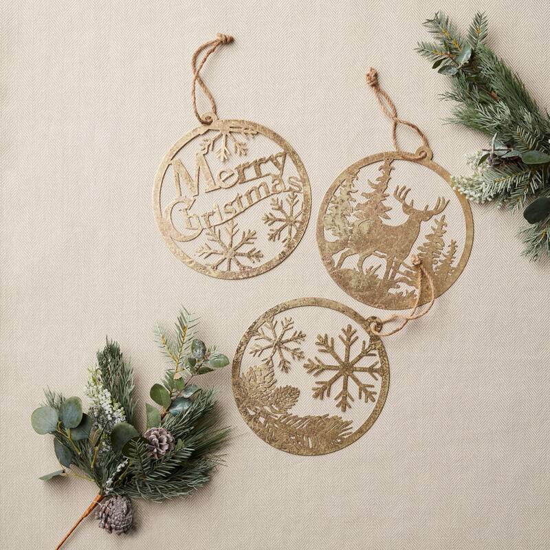Deer Snowflake and Merry Christmas Cut Out Disc Ornaments - 17.5 - Set of 24