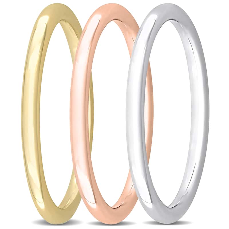 Miadora 3-Tone 3-Ring Set Rose White Yellow 14k Gold