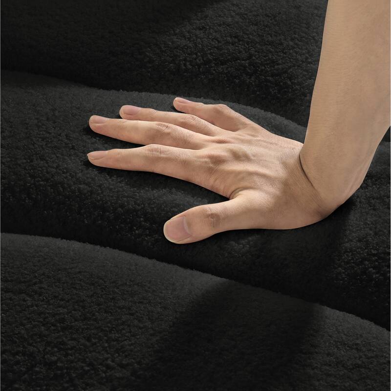 Homy Casa Modern Teddy Fabric Lounge Black Armchair Pillow
