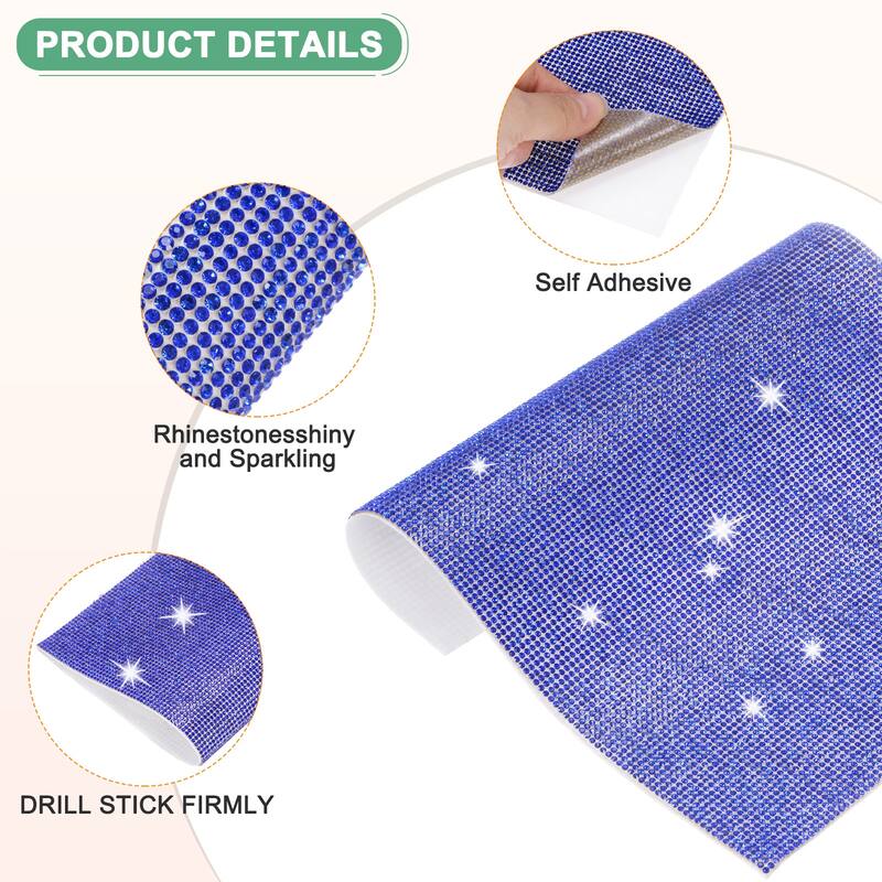 1 Roll Crystal Rhinestone Ribbon, for DIY - Dark Blue - 9.45 Inch x 7.87 Inch