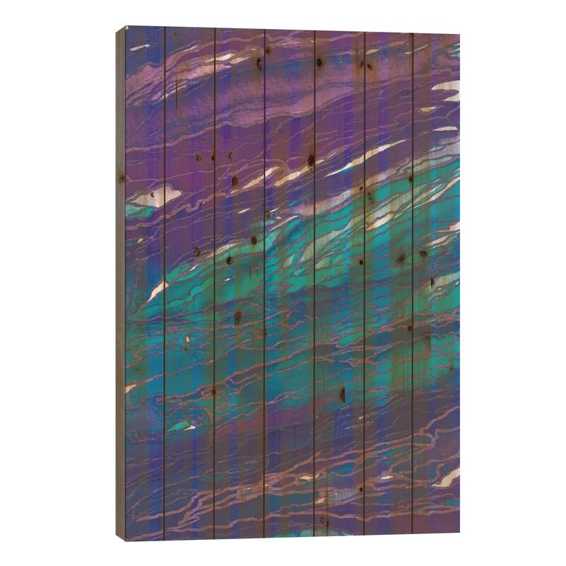 Agate Magic - Purple Aqua Print On Wood by Julia Di Sano - Multi-Color - 26x18x1.5
