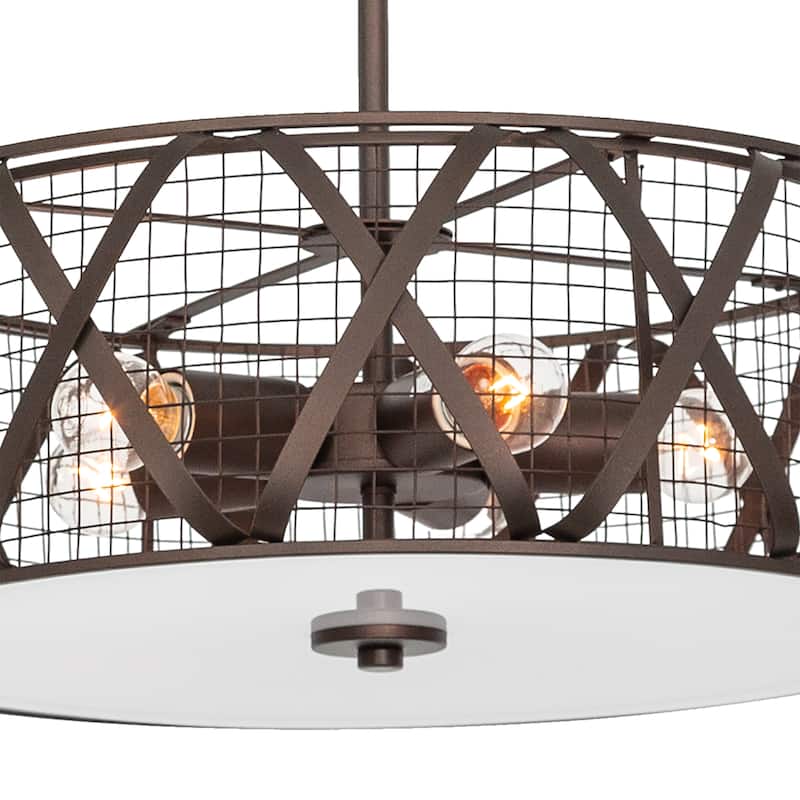 Modern 5-Light Drum Metal Mesh Chandelier - 18.9"x18.9"x14.7"